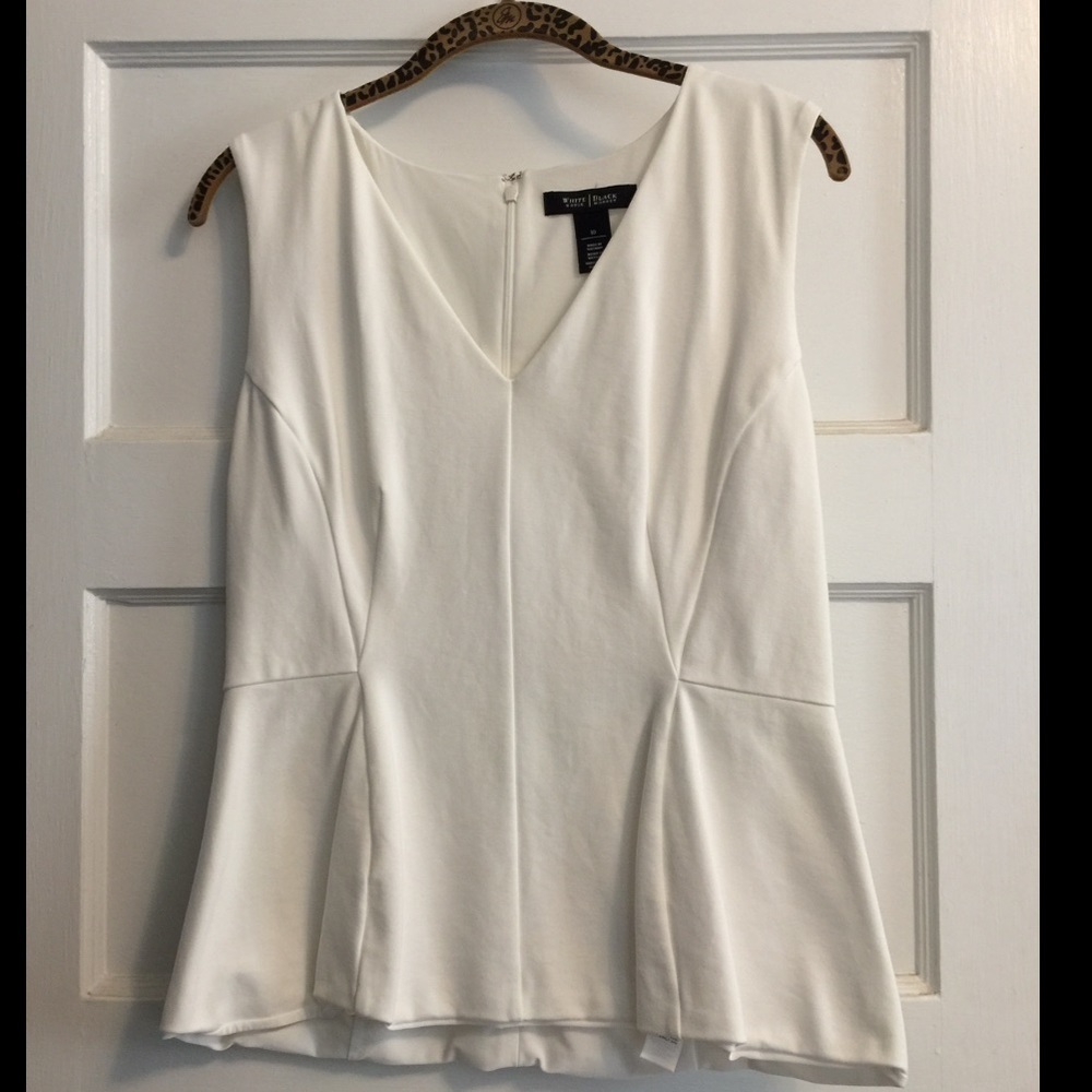 EUC WHBM off white peplum top. Sz 10